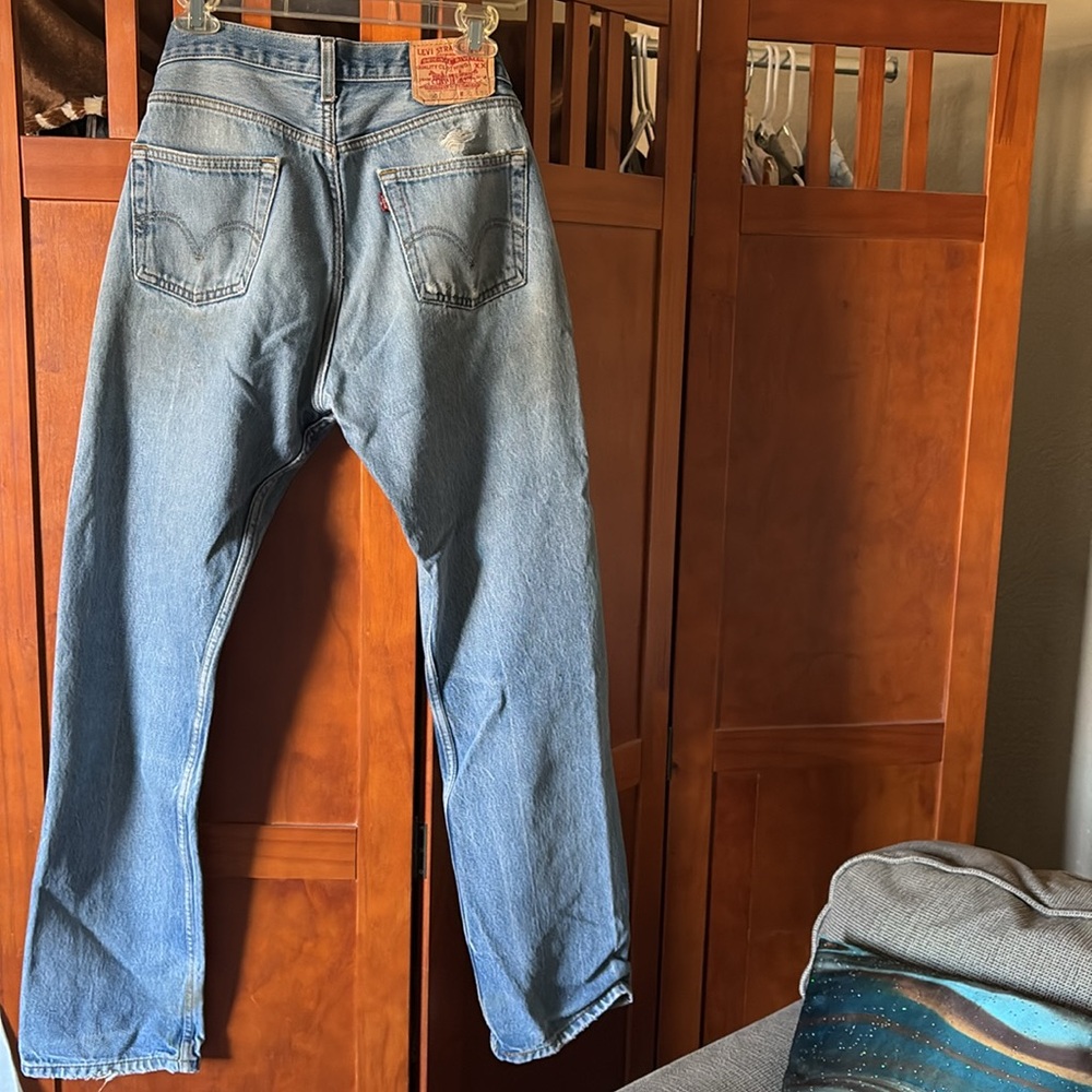 Levi Light Wash Distressed Classic 501 Jeans
